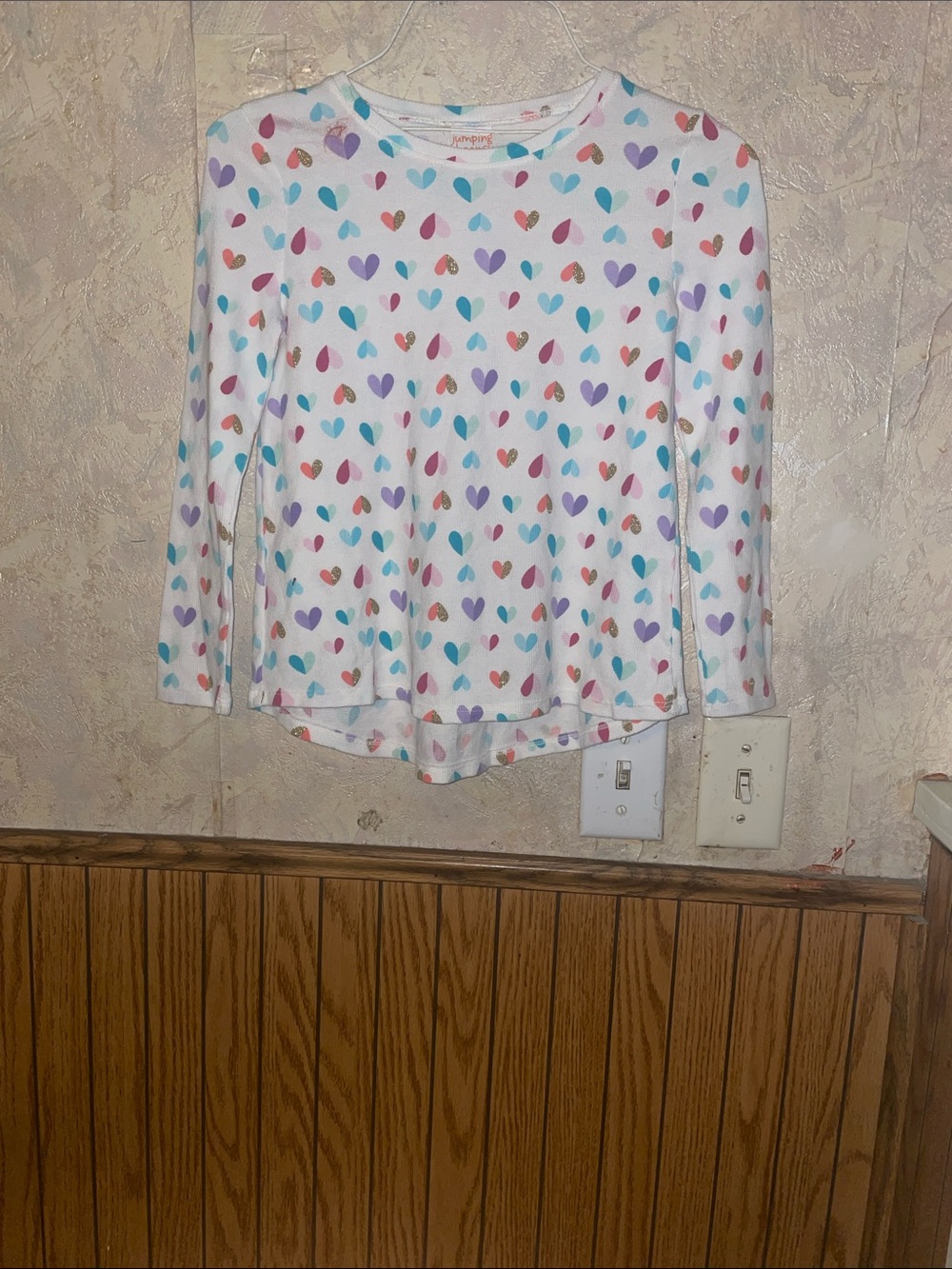 Super cute multi color jumping beans hearts top (6X)
